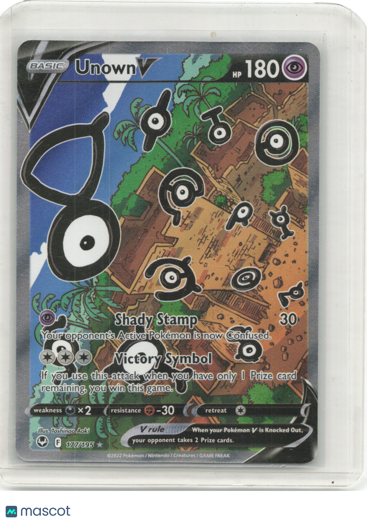 2022 Pokemon—Unown V #177/195 Sword & Shield: Silver Tempest—Ultra Rare Foil