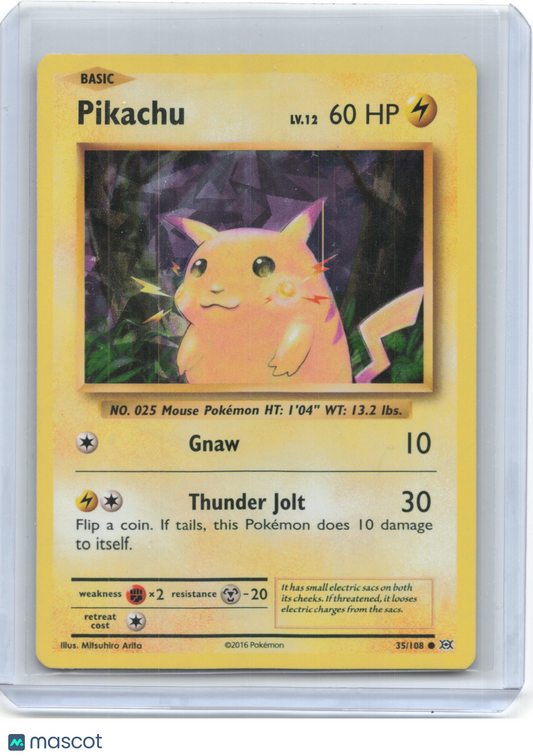 Pokemon—Pikachu #35/108 2016 Evolutions—Holo Rare (LP) (Cracked Ice)