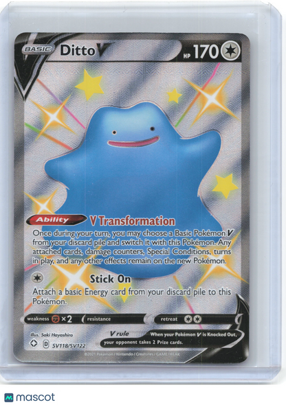 2021 Pokemon—Ditto V #SV118/SV122 Shining Fates—Shiny Holo Rare Foil