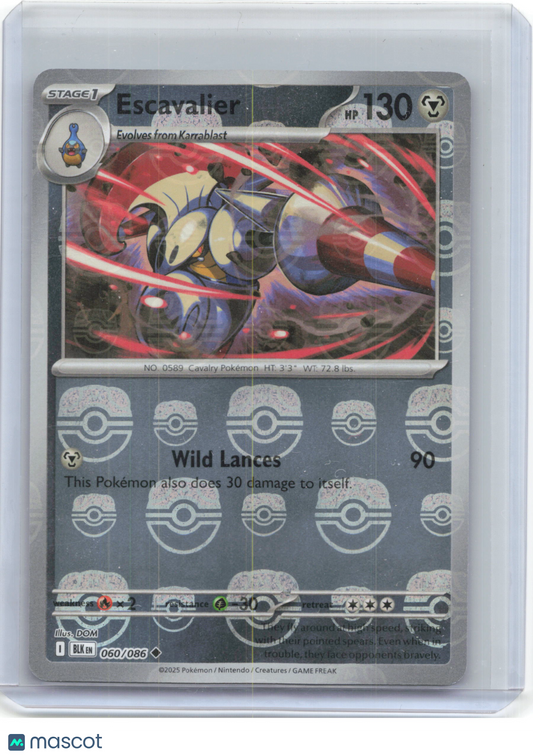 2025 Pokemon—Escavalier#60/86 Scarlet & Violet Black Bolt—Common RH(Master Ball)