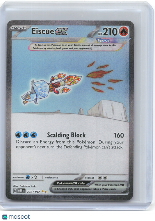 2023 Pokemon—Eiscue ex #222/197 Obsidian Flames—Special Illustration Rare Holo