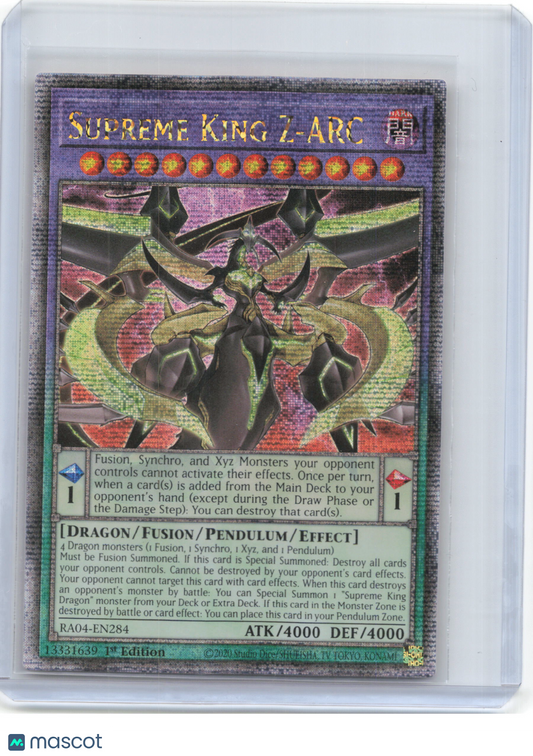 2025 YuGiOh!—Supreme King Z-ARC #RA04-EN284—Platinum Secret Rare Foil 1st Ed