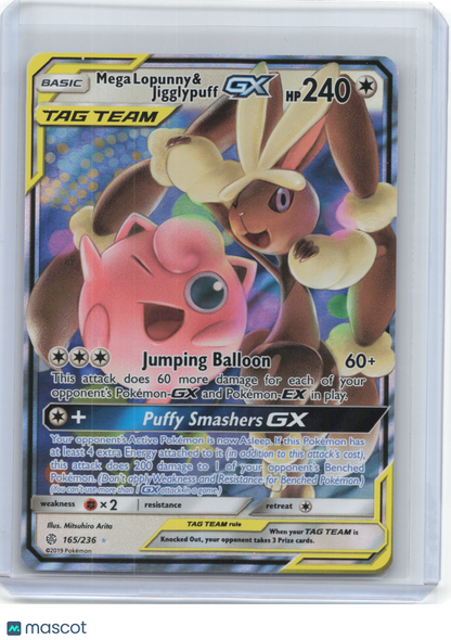 2019 Pokemon—Mega Lopunny & Jigglypuff GX #165/236 Cosmic Eclipse—Ultra Rare