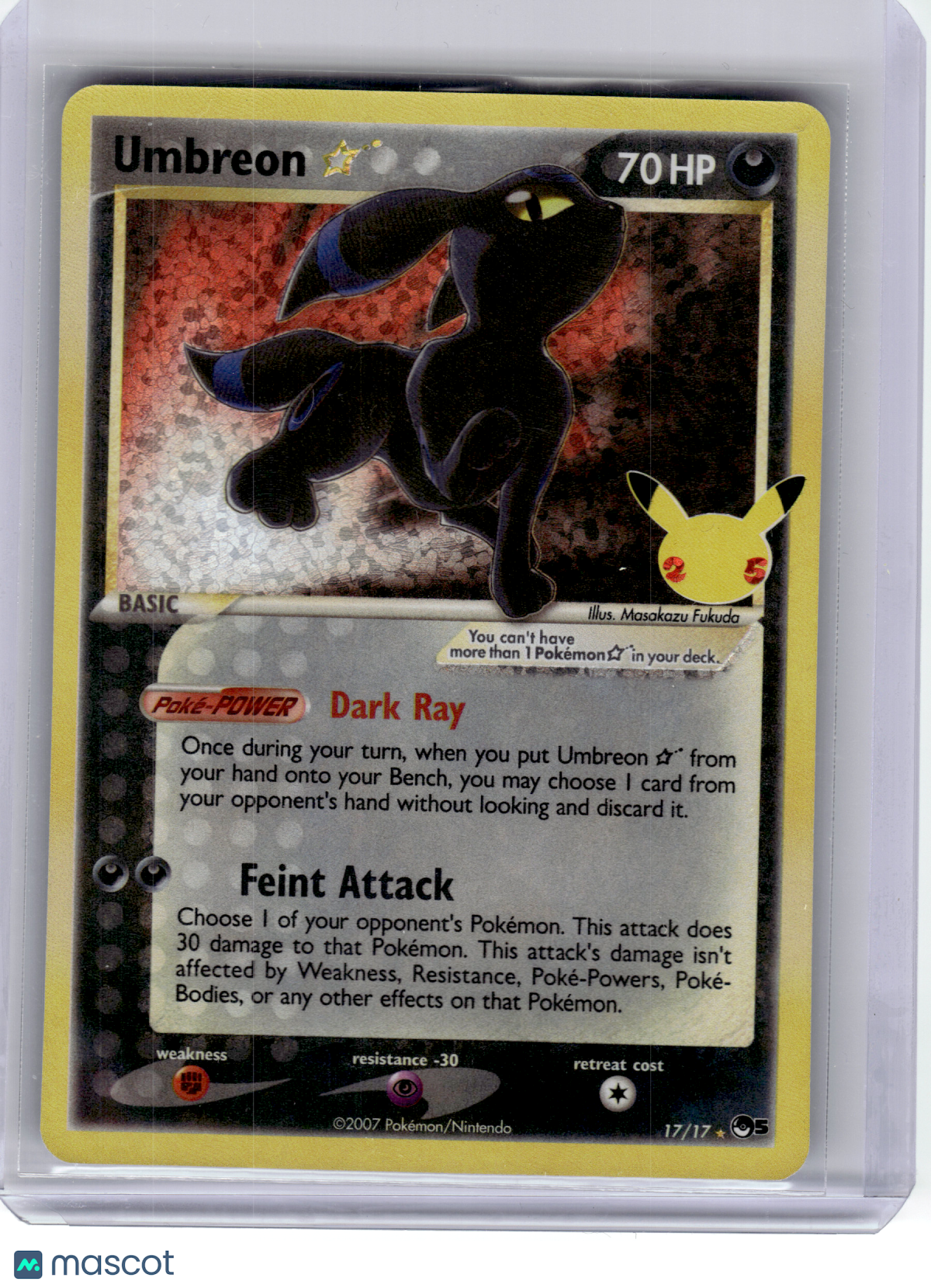 2021 Pokemon—Umbreon #17 Celebrations: Classic Collection—Rare Holo