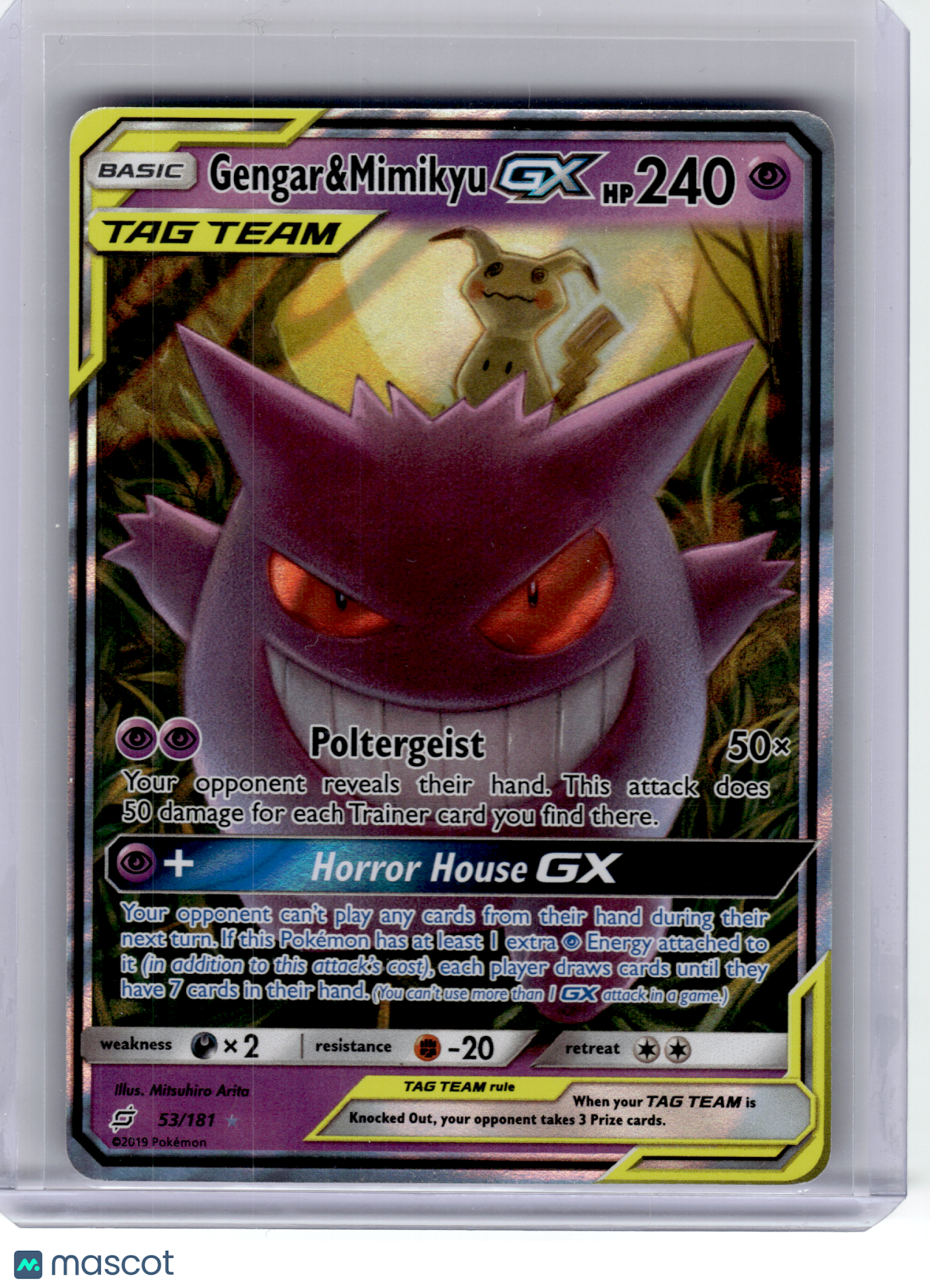 2019 Pokemon—Gengar & Mimikyu GX #53 Team Up—Ultra Rare Holo