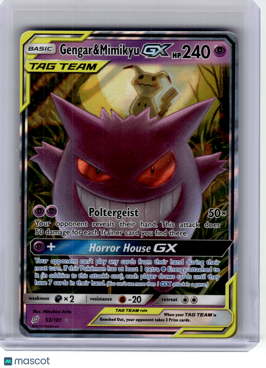 2019 Pokemon—Gengar & Mimikyu GX #53 Team Up—Ultra Rare Holo