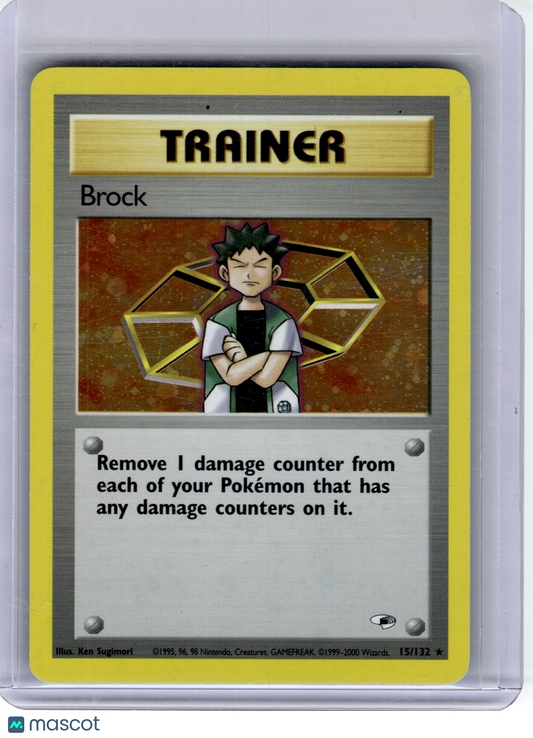 2000 Pokemon—Brock #15 Gym Heroes—Rare Holo [Heavily Played]