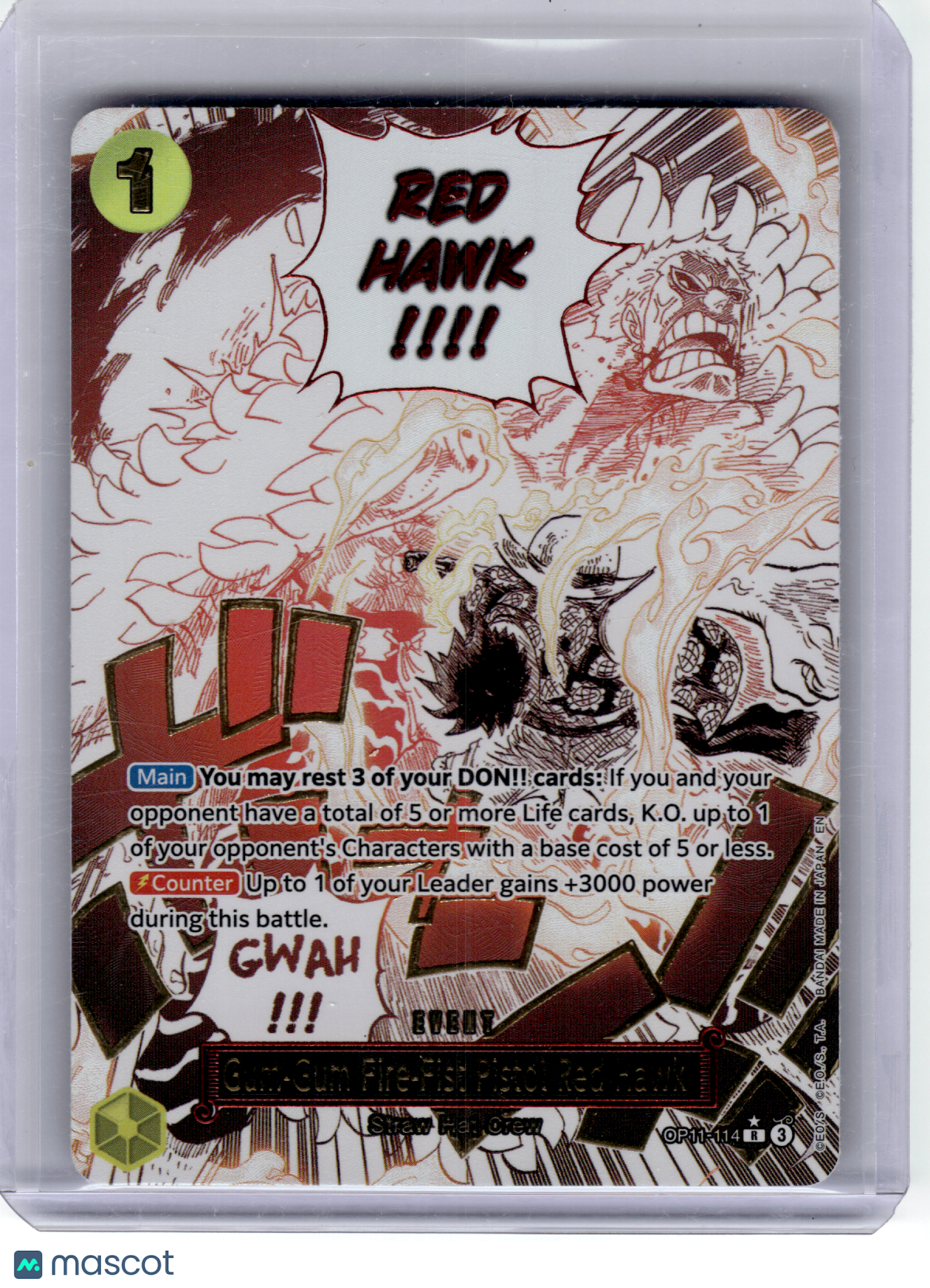 2025 One Piece—Gum-Gum Fire-Fist Pistol Red Hawk #OP11-114 [Alt Art ...