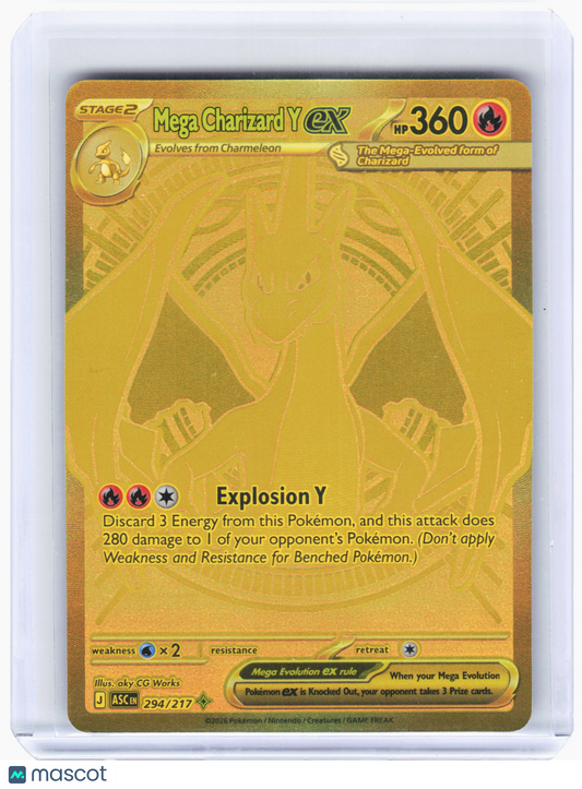 2026 Pokemon—Mega Charizard Y ex #294/217 Ascended Heroes—Mega Hyper Rare Holo