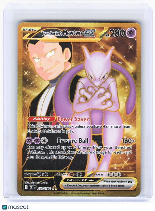 2025 Pokemon—Team Rocket's Mewtwo ex #240/182 Destined Rivals—Hyper Rare Holo