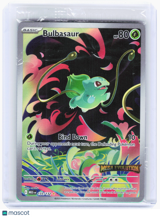 2025 Pokemon—Bulbasaur (Mega Evolution Stamped) #133/132 (MCAP)—IR Foil [Sealed]