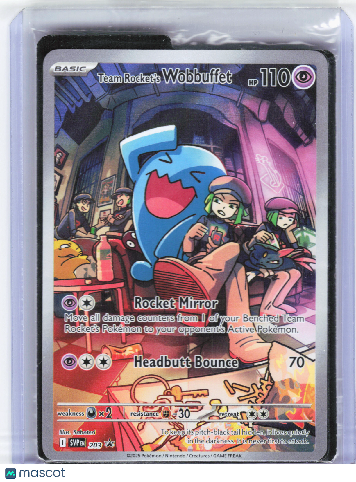 2025 Pokemon—Team Rocket's Wobbuffet #203 SVP—Black Star Promo Holo[Sealed]