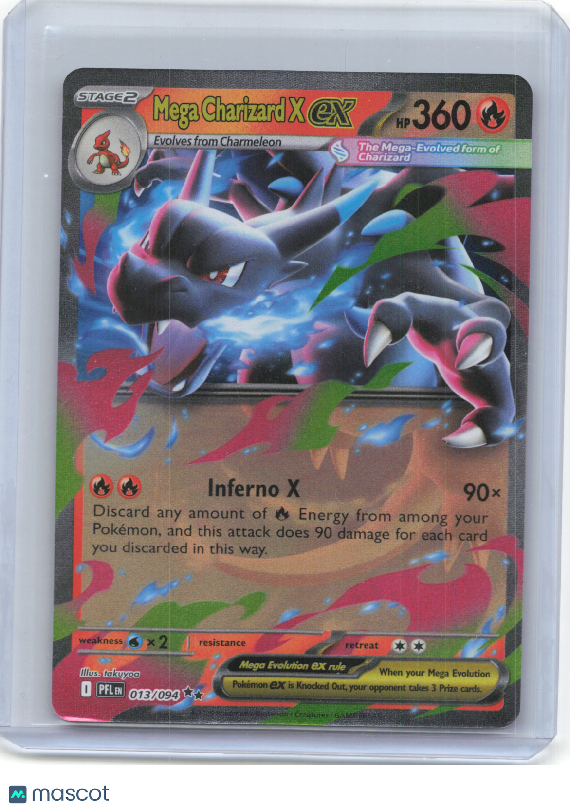 2025 Pokemon—Mega Charizard X ex #13/94 Phantasmal Flames—Double Rare Foil