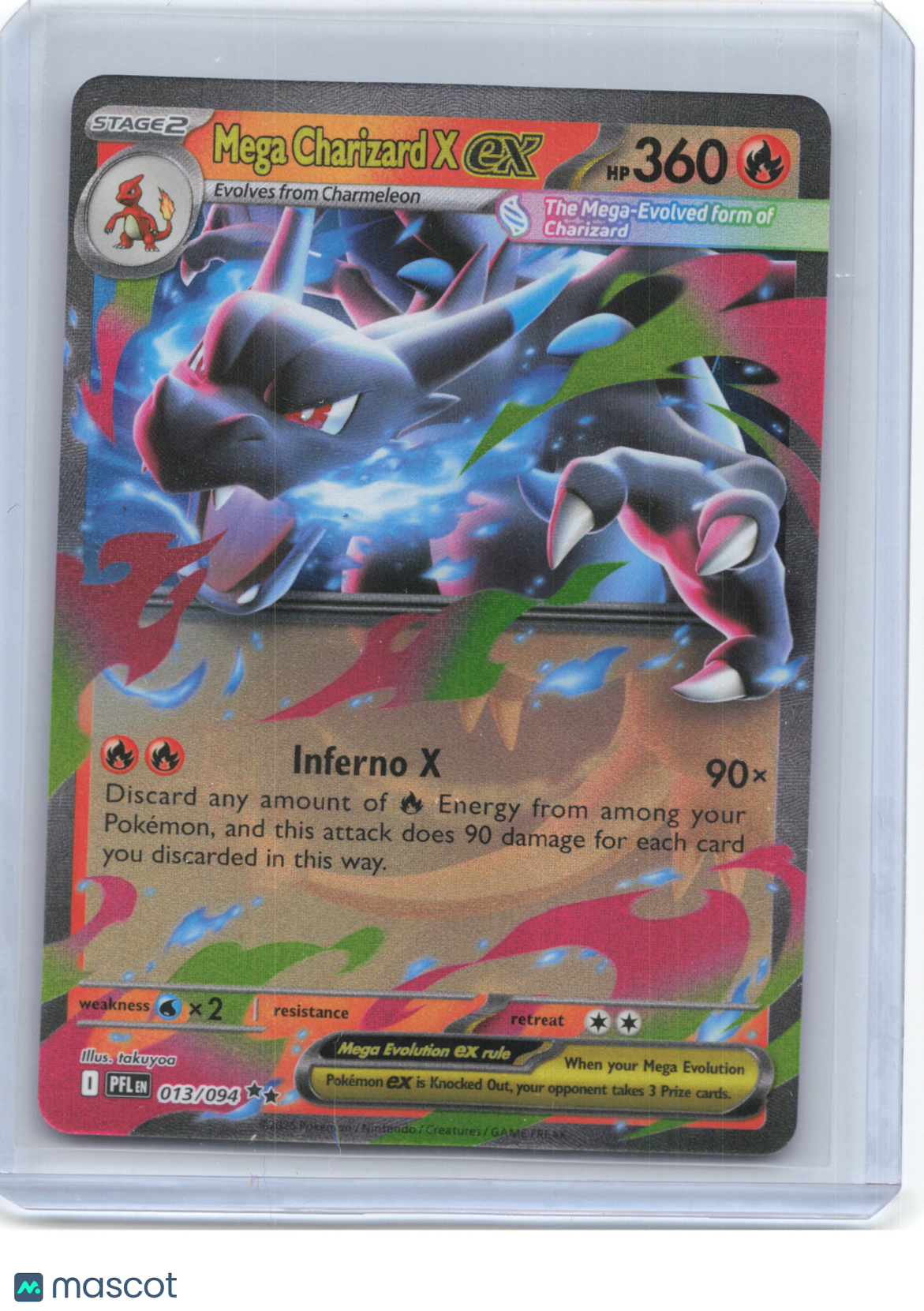 2025 Pokemon—Mega Charizard X ex #13/94 Phantasmal Flames—Double Rare Foil