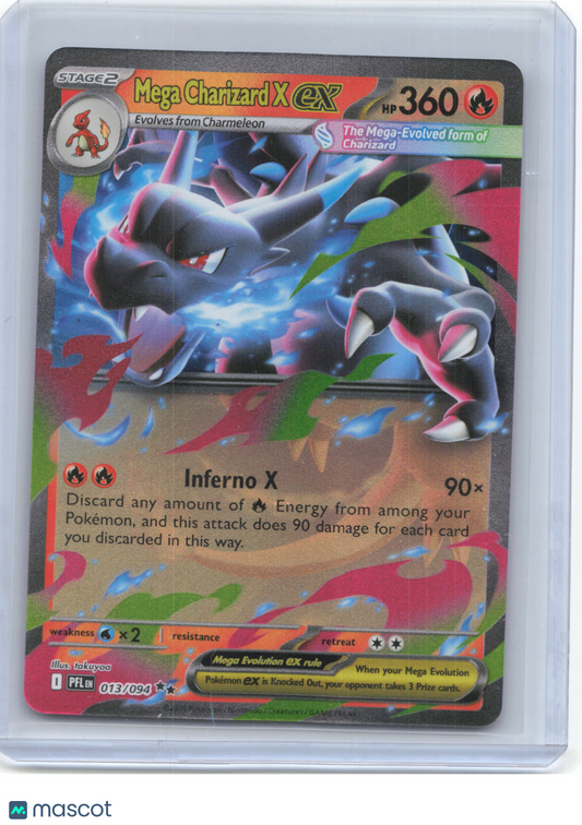 2025 Pokemon—Mega Charizard X ex #13/94 Phantasmal Flames—Double Rare Foil