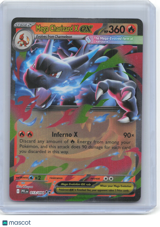 2025 Pokemon—Mega Charizard X ex #13/94 Phantasmal Flames—Double Rare Foil