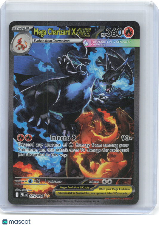 2025 Pokemon—Mega Charizard X ex #125/94 Phantasmal Flames—SIR Holo