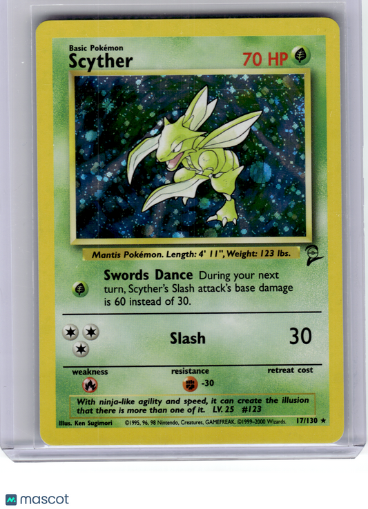 2000 Pokemon—Scyther #17 Base Set 2—Rare Holo [Lightly Played]