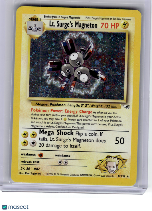 2000 Pokemon—LT. Surge's Magneton #8 Gym Heroes—Rare Holo (Swirl) [LP]