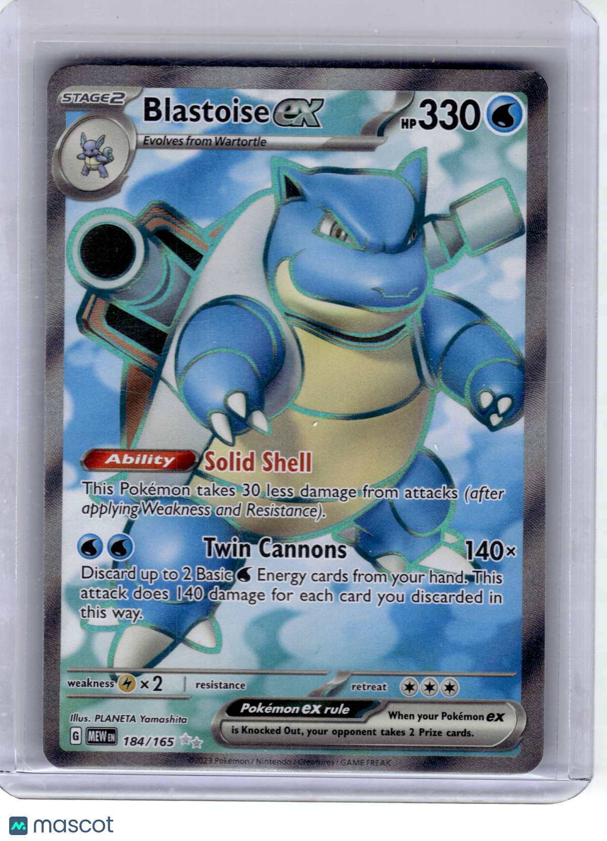 2023 Pokemon—Blastoise EX #184 Scarlet & Violet 151—Ultra Rare Holo