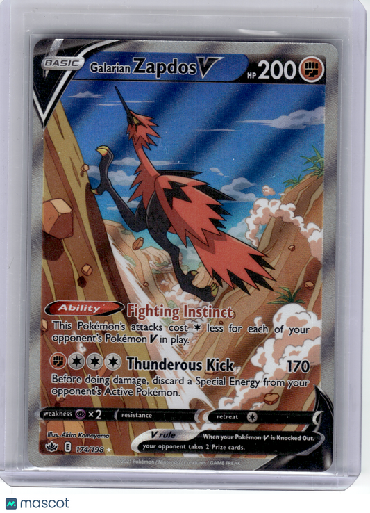 2021 Pokemon—Galarian Zapdos V #174 Chilling Reign—Ultra Rare Holo