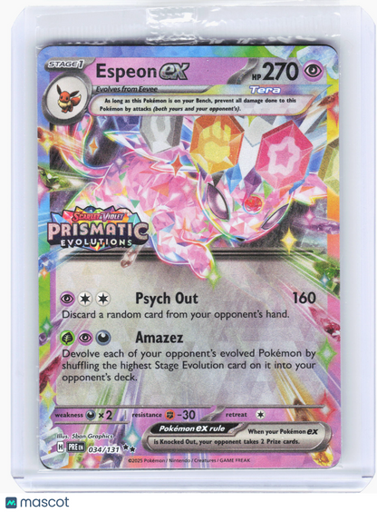 2025 Pokemon—Espeon ex (Prismatic Evolutions Stamp) #34/131 (MCAP)—Holo [Sealed]