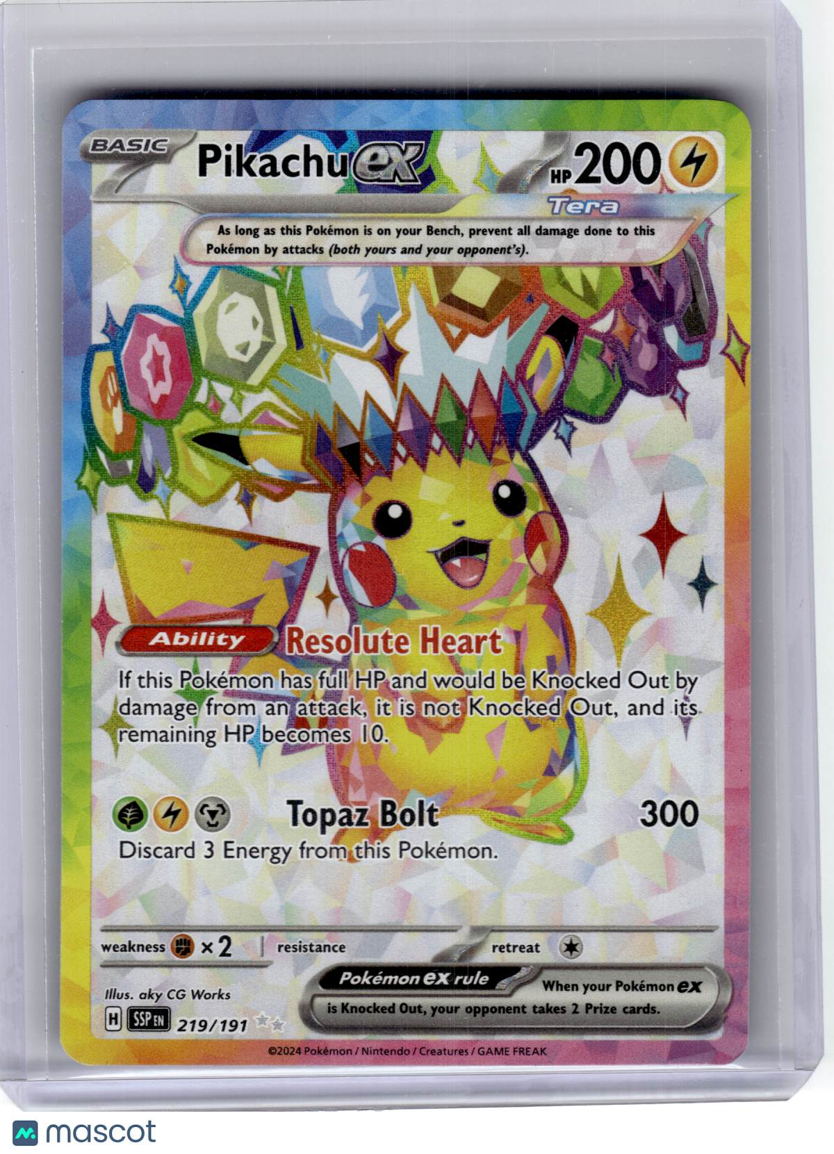 2024 Pokemon—Pikachu EX #219 Surging Sparks—Ultra Rare Holo
