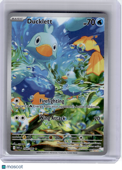 2025 Pokemon—Ducklett #109 White Flare—Illustration Rare Holo