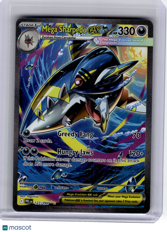 2025 Pokemon—Mega Sharpedo EX #127 Phantasmal Flames—Special Illustration Rare