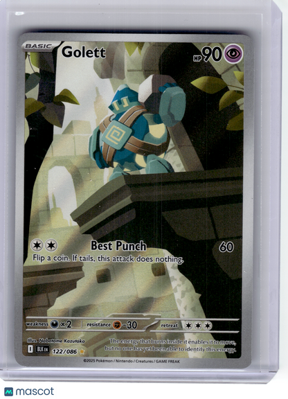 2025 Pokemon—Golett #122 Black Bolt—Illustration Rare Holo