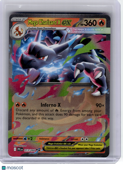 2025 Pokemon—Mega Charizard X EX #13 Phantasmal Flames—Double Rare Holo