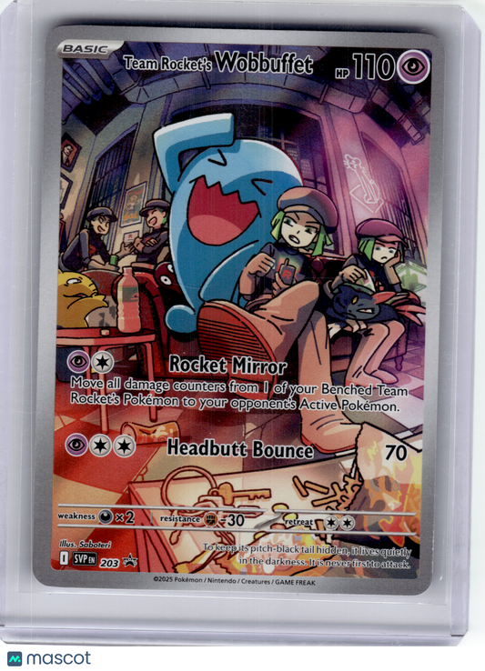 2025 Pokemon—Team Rocket's Wobbuffet #203 Scarlet & Violet—Black Star Promo Holo