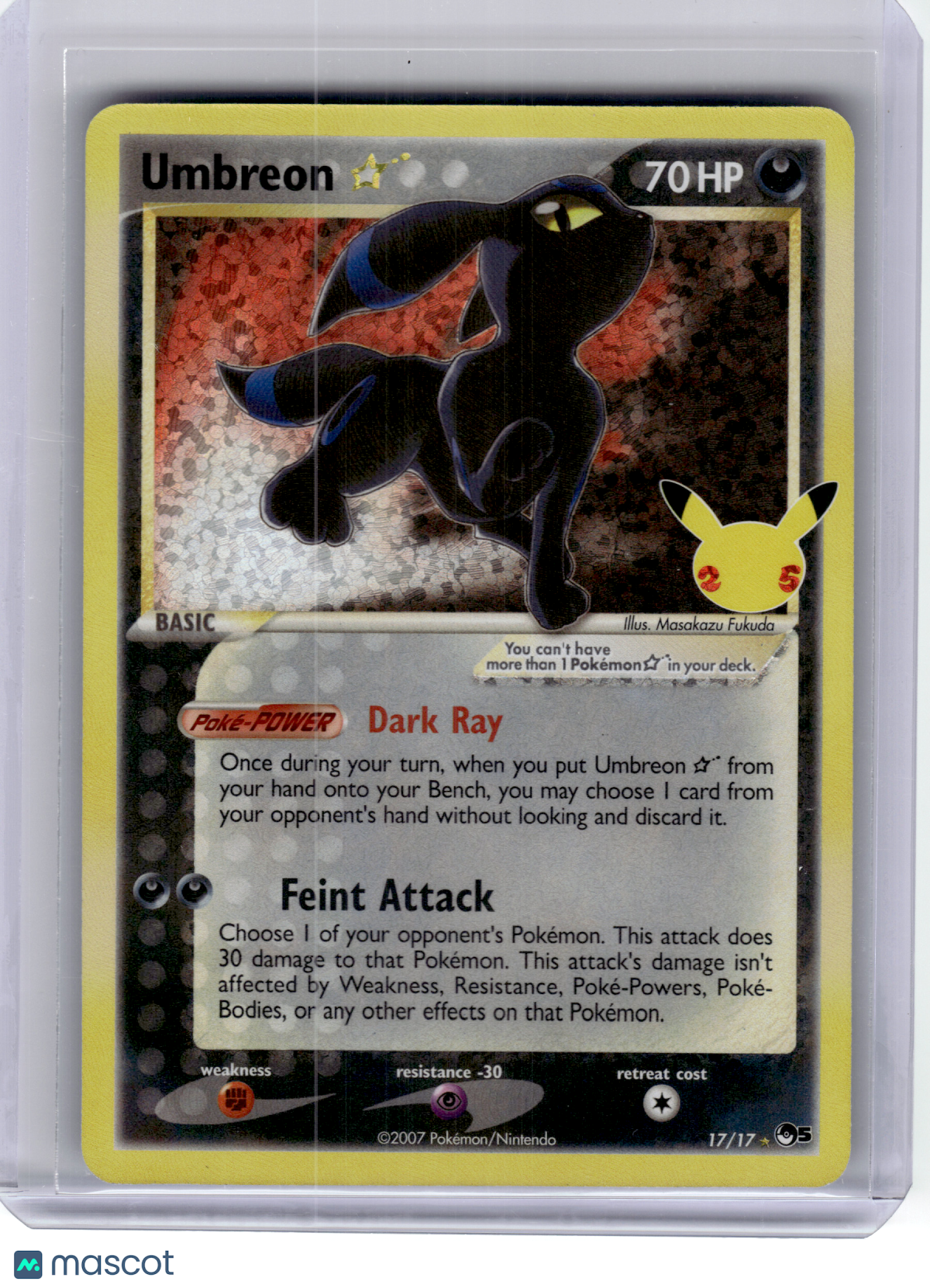 2021 Pokemon—Umbreon Star #17 Celebrations: Classic Collection—Rare Holo