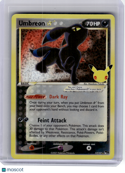 2021 Pokemon—Umbreon Star #17 Celebrations: Classic Collection—Rare Holo