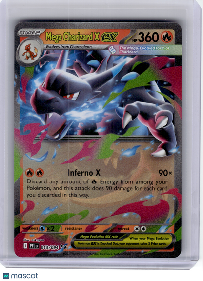 2025 Pokemon—Mega Charizard X EX #13 Phantasmal Flames—Double Rare Holo