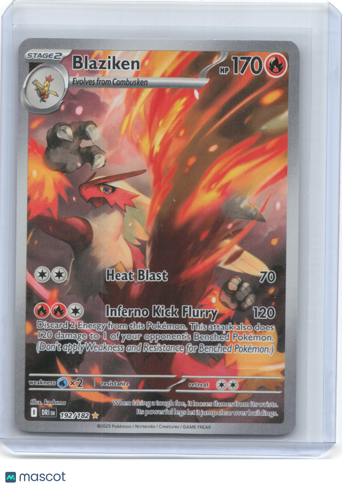 2025 Pokemon—Blaziken #192/182 Destined Rivals—Illustration Rare Foil