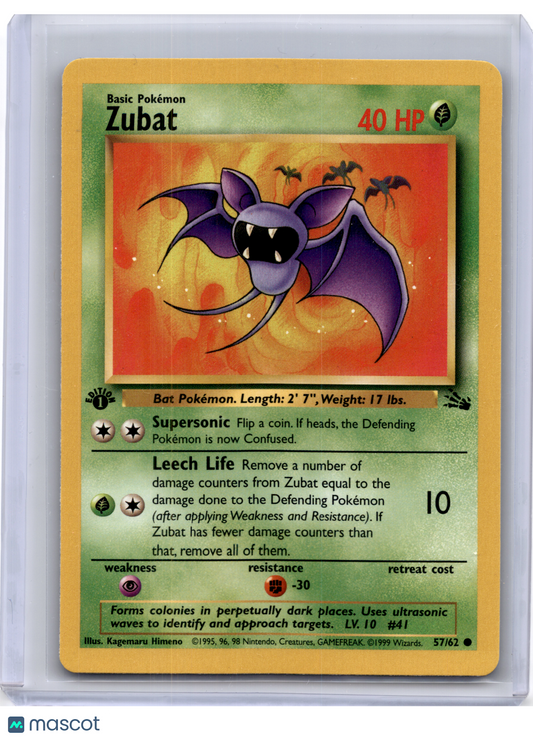 1999 Pokemon—Zubat #57/62 Fossil—Common Regular (1st Edition)