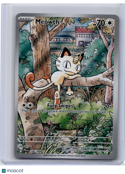2025 Pokemon—Meowth #106/094 Phantasmal Flames—Illustration Rare Holo
