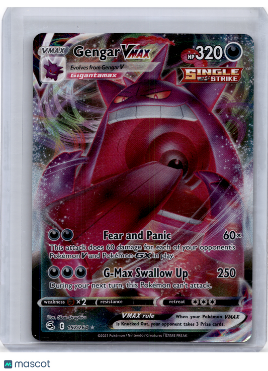 2021 Pokemon—Gengar VMAX #157/264 Fusion Strike—Ultra Rare Holo