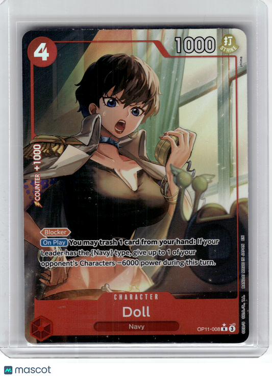 2024 One Piece—Doll #OP11-008 A Fist of Divine Speed—Rare Foil [Alt Art]