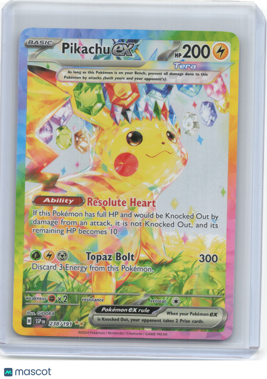 2024 Pokemon—Pikachu ex #238/191 Surging Sparks—Special Illustration Rare Holo