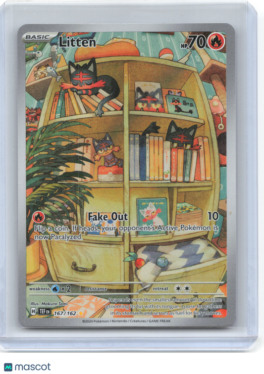 2024 Pokemon—Litten #167/162 Temporal Forces—Illustration Rare Foil