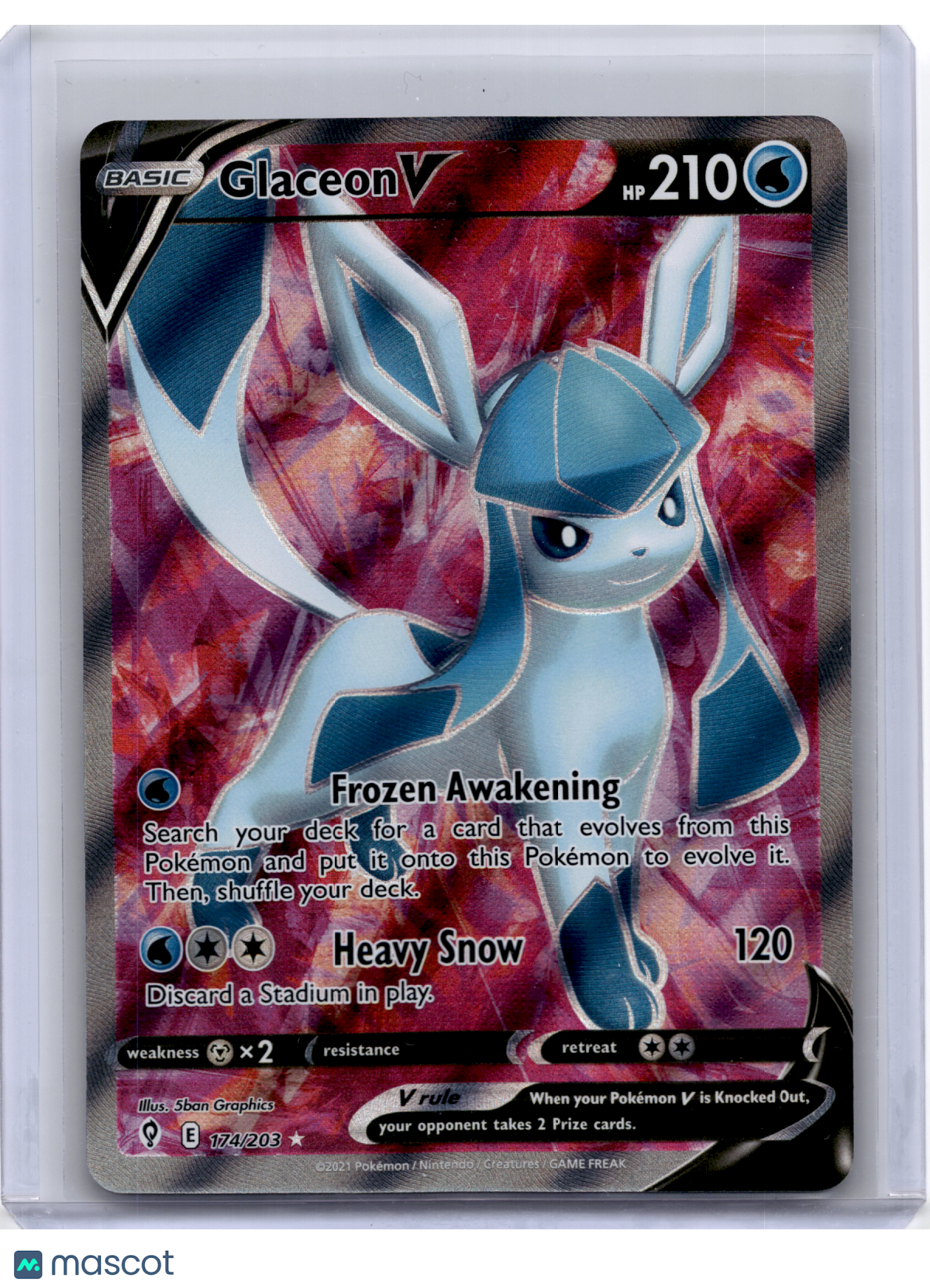 2021 Pokemon—Glaceon V (Full Art) #174/203 Evolving Skies—Ultra Rare ...