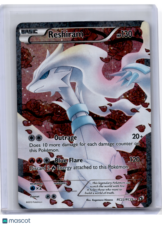 2013 Pokemon—Reshiram (Full Art) #RC22/RC25 BW11—Ultra Rare [Damaged]