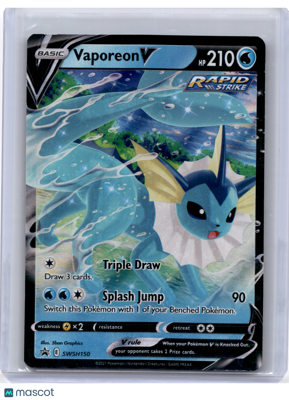 2021 Pokemon—Vaporeon V #SWSH150 Sword & Shield Promo—Black Star Promo Holo