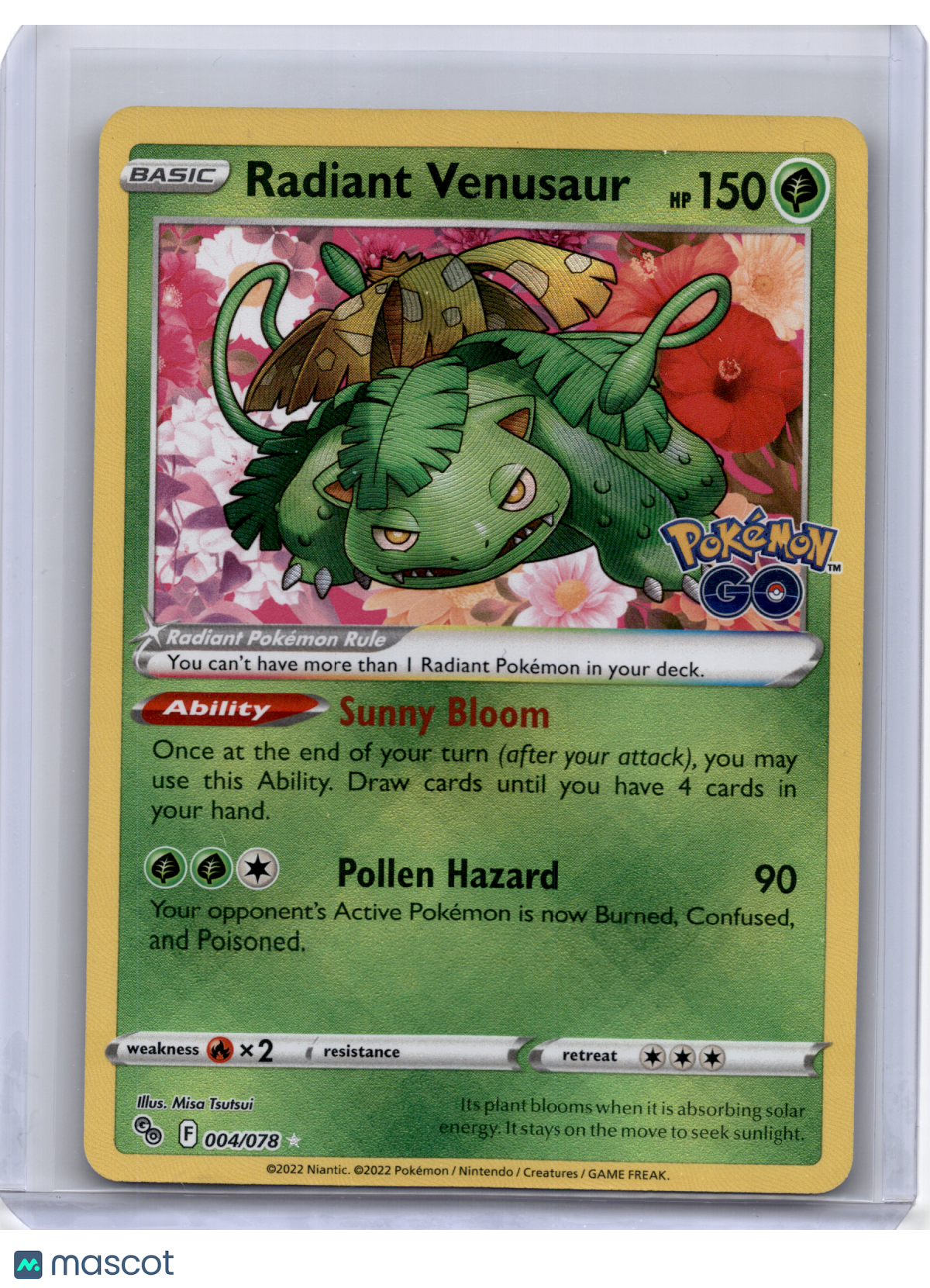2022 —Radiant Venusaur #004/078 Pokemon GO—Radiant Rare Holo