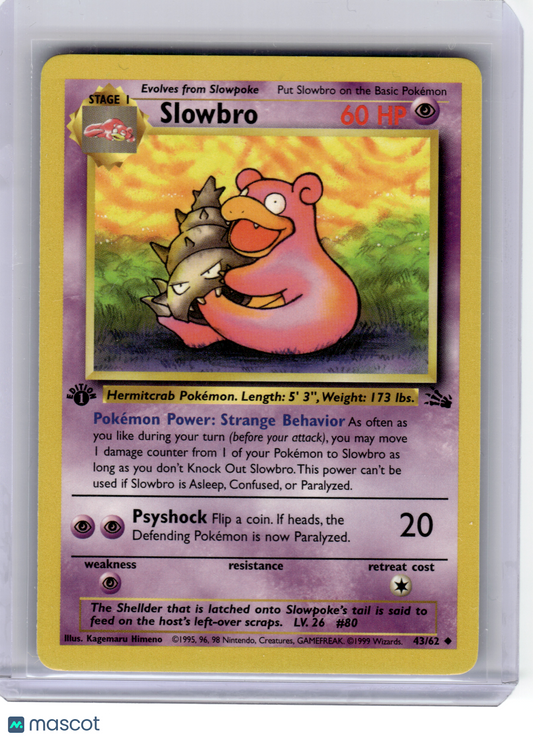1999 Pokemon—Slowbro #43/62 Fossil—Uncommon Non-Foil (First Edition)