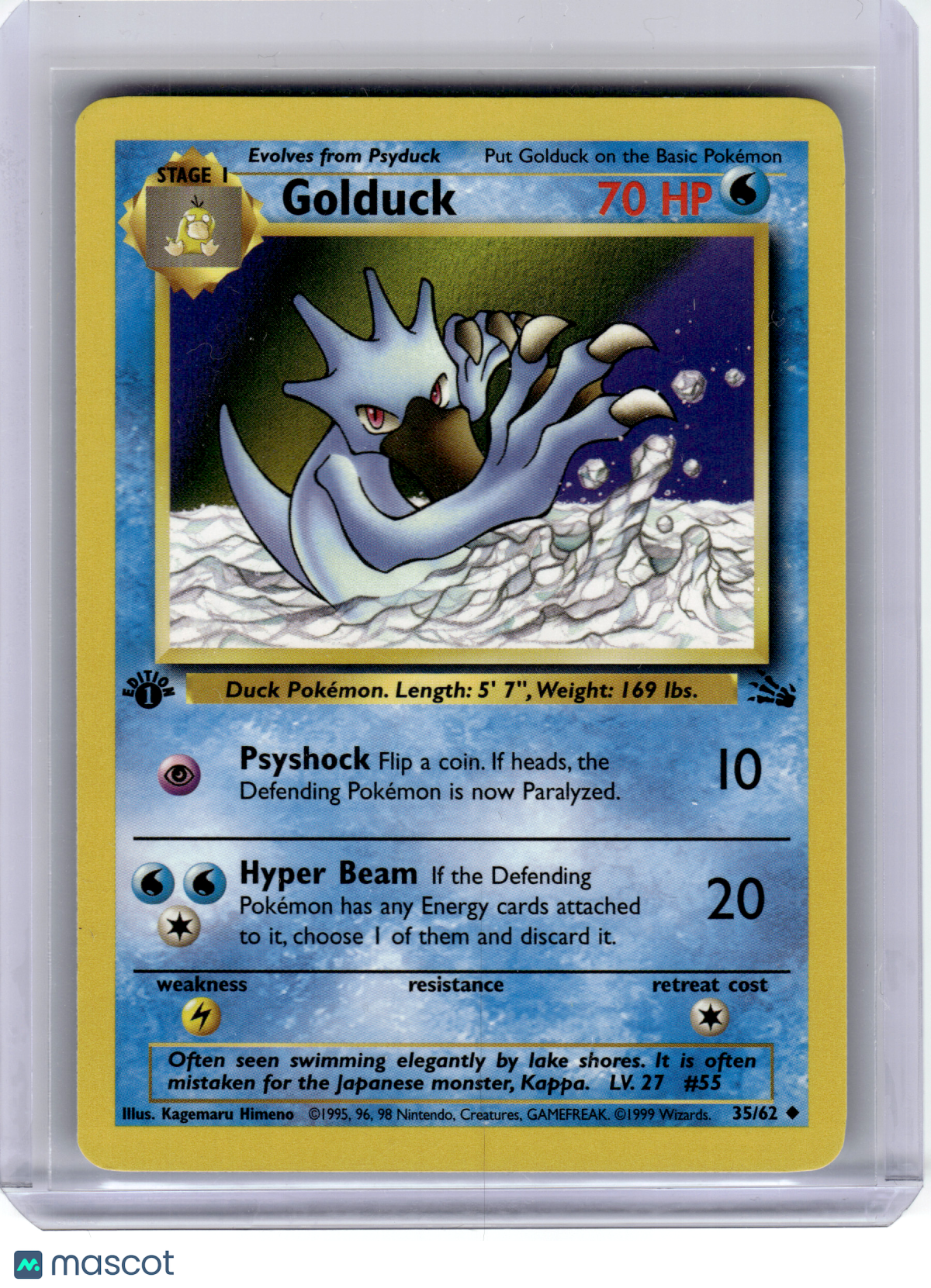 1999 Pokemon—Golduck #35/62 Fossil—Uncommon Non-Holo (First Edition)