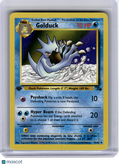 1999 Pokemon—Golduck #35/62 Fossil—Uncommon Non-Holo (First Edition)