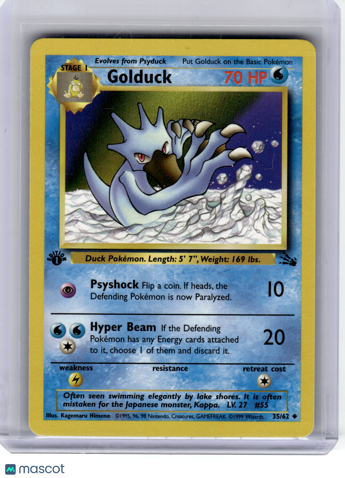 1999 Pokemon—Golduck #35/62 Fossil—Uncommon Non-Holo (First Edition)